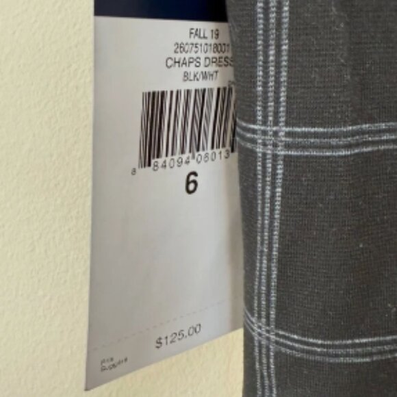 Chaps Sheath Dress Womens Size 6 Short Sleeve Black New With Tag - Picture 9 of 10